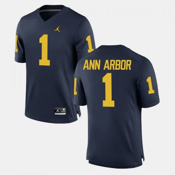 University of Michigan #1 Men's Ann Arbor Jersey Navy Embroidery Alumni Football Game